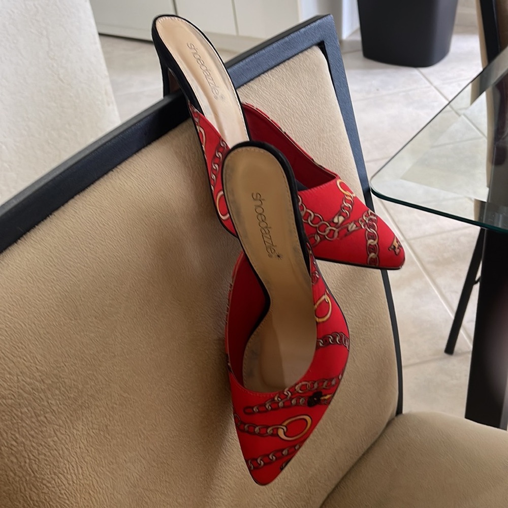 Red backless heels - Picture 4 of 4